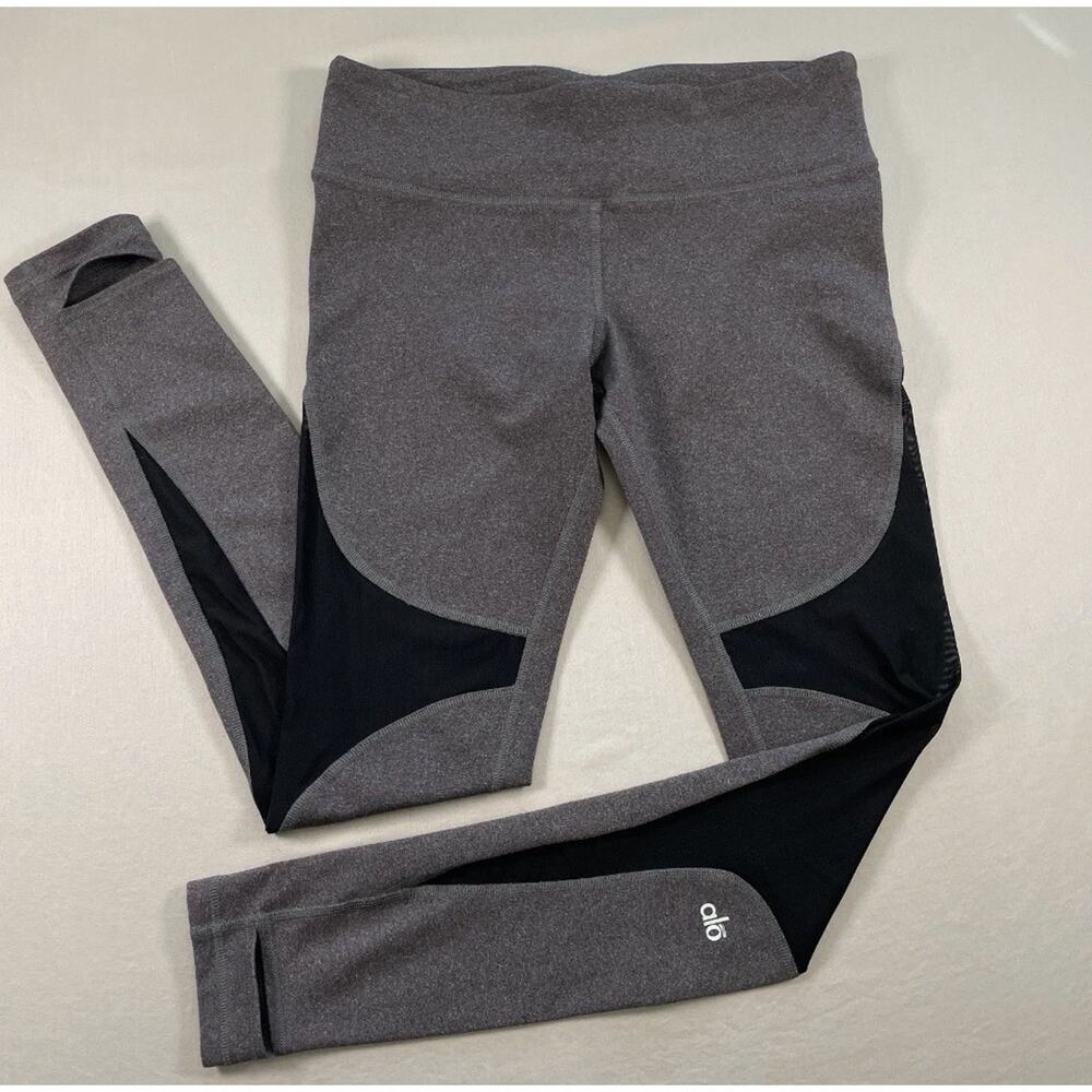 Alo Yoga Women's Size Small Coast Legging High-Waist Stirrup Mesh Heather Gray